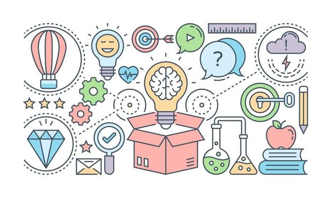 A banner of social media designed with flat linear illustration