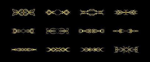 Gold Borders Elements Set Collection, ornament Vector