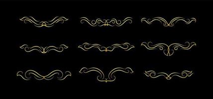 Gold Borders Elements Set Collection, ornament Vector