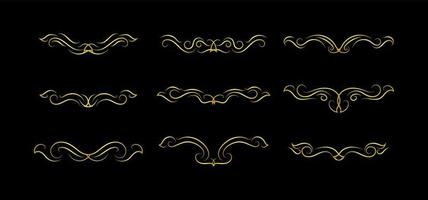 Gold Borders Elements Set Collection, ornament Vector