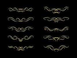 Gold Borders Elements Set Collection, ornament Vector