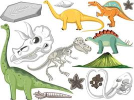 conjunto de diferentes animales de dinosaurios prehistóricos vector