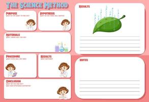 The science method worksheet for children vector