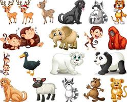 Set of animal cartoon character vector