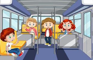 Scene with many people using public transportation vector