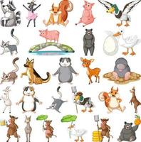 conjunto de diferentes niños de animales vector