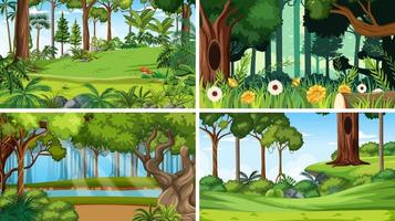 Nature scene with many trees and flowers vector