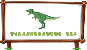 plantilla de marco con dinosaurios y diseño de tiranosaurio rex de texto dentro vector