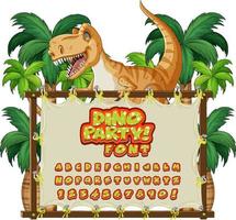 Font design for english alphabets in dinosaur character on canvas board vector