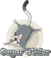 Sticker design with sugar glider vector