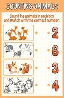 Match by count with different types of animals vector