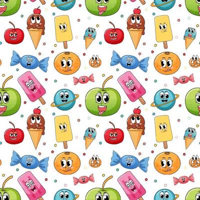 Seamless pattern cartoon on white background