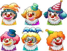 Set of clown facial expression vector