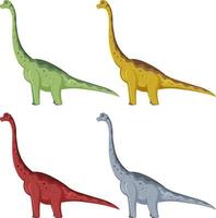 A set of brachiosaurus dinosaurs on white background vector