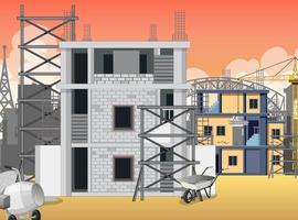 Scene of building construction site vector