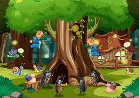 Fantasy forest with cartoon insects vector