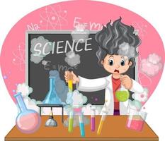 Funny scientist experiment in laboratory vector