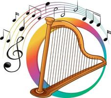 Harp instrument on white background vector