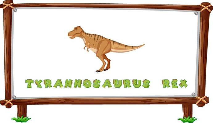 Frame template with dinosaurs and text tyrannosaurus rex design inside