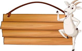 banner de madera aislado con cabra vector