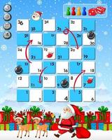 Snake and ladders game template in Christmas theme vector