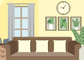 Living room interior in flat design concept vector