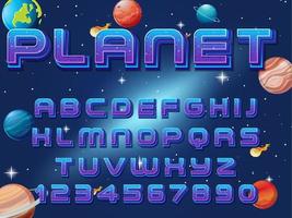 A set of English alphabet space font on space background vector