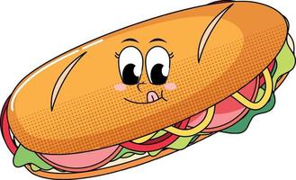 Sandwich cartoon character on white background vector