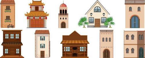 Different designs of houses he world vector