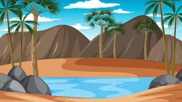 Scene with river and mountain vector