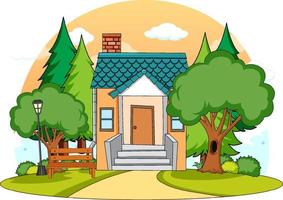 A simple house in nature background vector