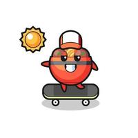 meatball bowl character illustration ride a skateboard vector