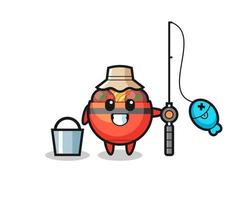 Mascot character of meatball bowl as a fisherman vector