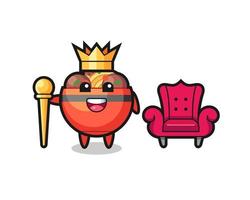 Mascot cartoon of meatball bowl as a king vector