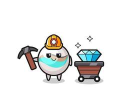 Character Illustration of marble toy as a miner vector