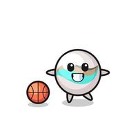 Illustration of marble toy cartoon is playing basketball vector