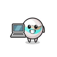 Mascot Illustration of marble toy with a laptop vector