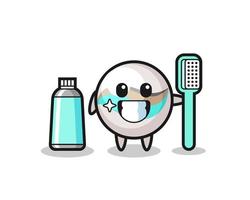 ilustración de mascota de juguete de mármol con un cepillo de dientes