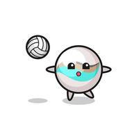 Character cartoon of marble toy is playing volleyball vector