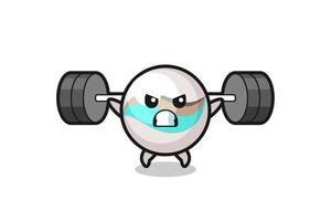 marble toy mascot cartoon with a barbell vector