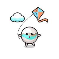 marble toy mascot illustration is playing kite vector