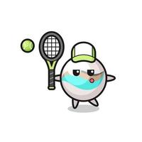 Cartoon character of marble toy as a tennis player vector