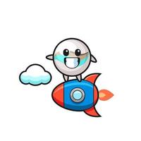 marble toy mascot character riding a rocket vector