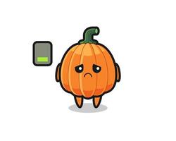 pumpkin mascot character doing a tired gesture vector