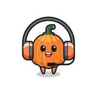 Cartoon mascot of pumpkin as a customer service vector