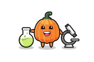 Mascot character of pumpkin as a scientist vector