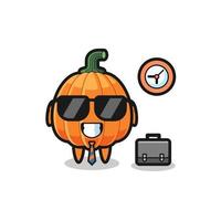 Cartoon mascot of pumpkin as a businessman vector