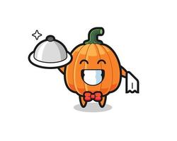 Character mascot of pumpkin as a waiters vector