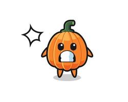 pumpkin character cartoon with shocked gesture vector