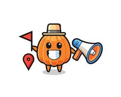 Character cartoon of pumpkin as a tour guide vector